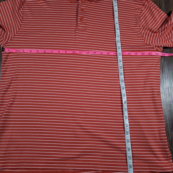L.L. Bean Pima Cotton Orange Striped Polo Shirt Large - Picture 6 of 6